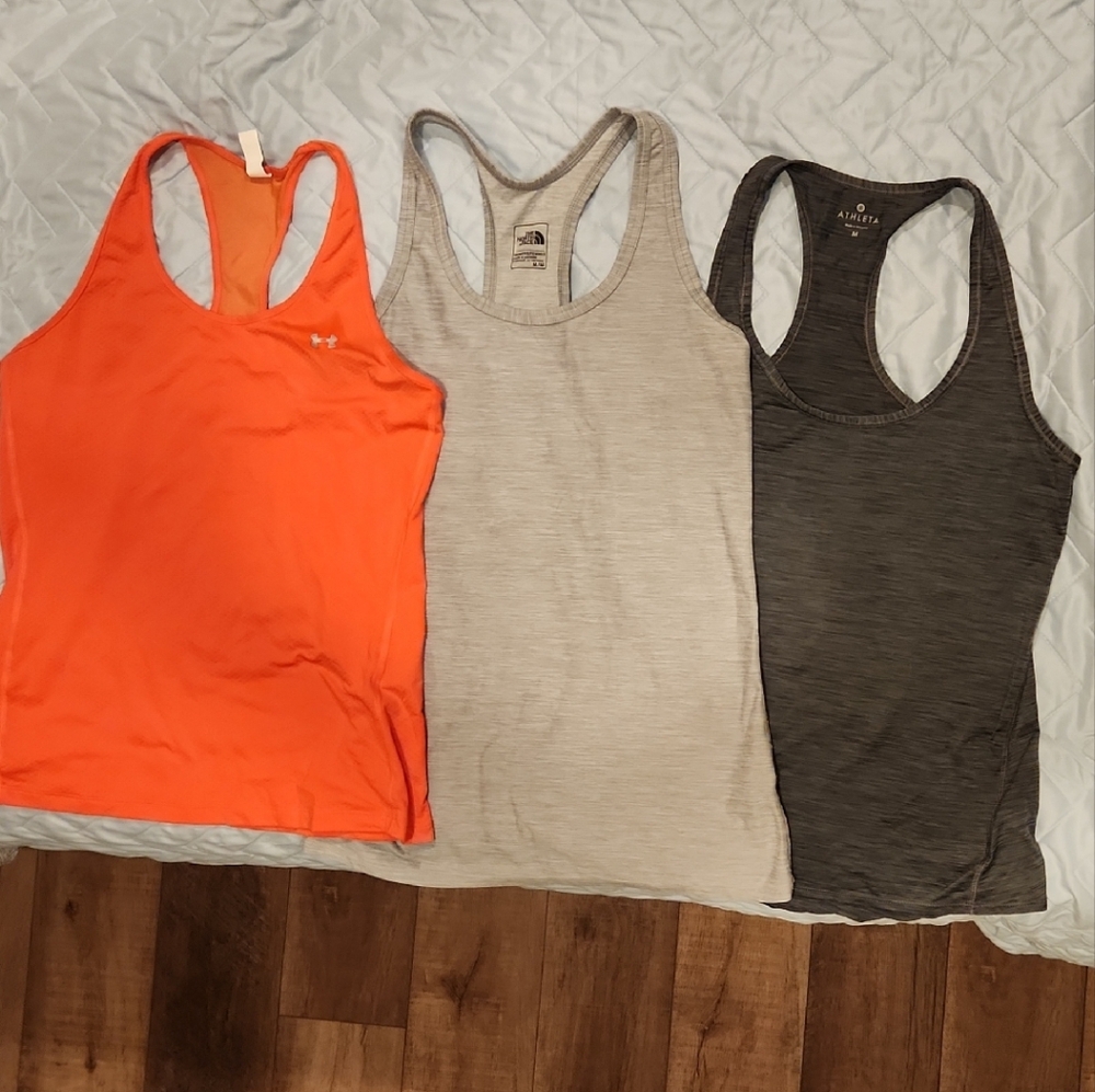 Women's Racerback Tank Top Set - Orange, Gray, Black